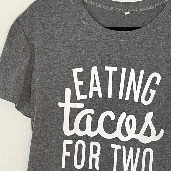 Maternity Short Sleeve T-Shirt Letter Print Eating Tacos for Two Pregnant Top M - Picture 4 of 9